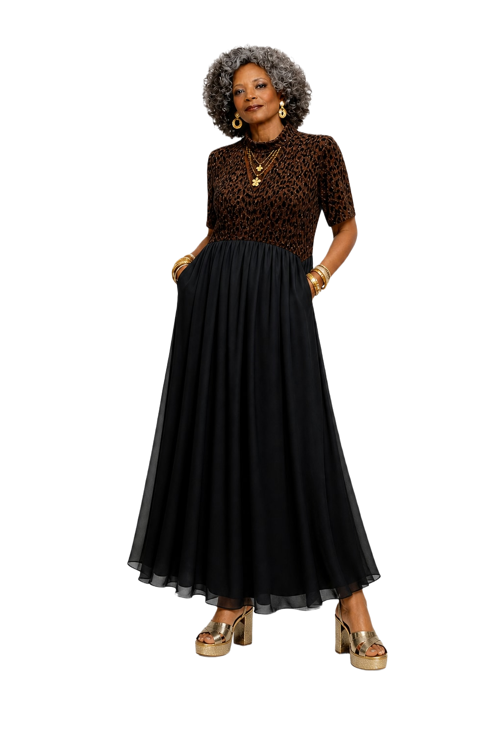 1980s Brown Velvet Dress - Model