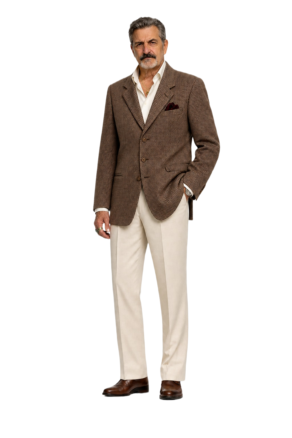1990s Brown Wool Blend Blazer - Model