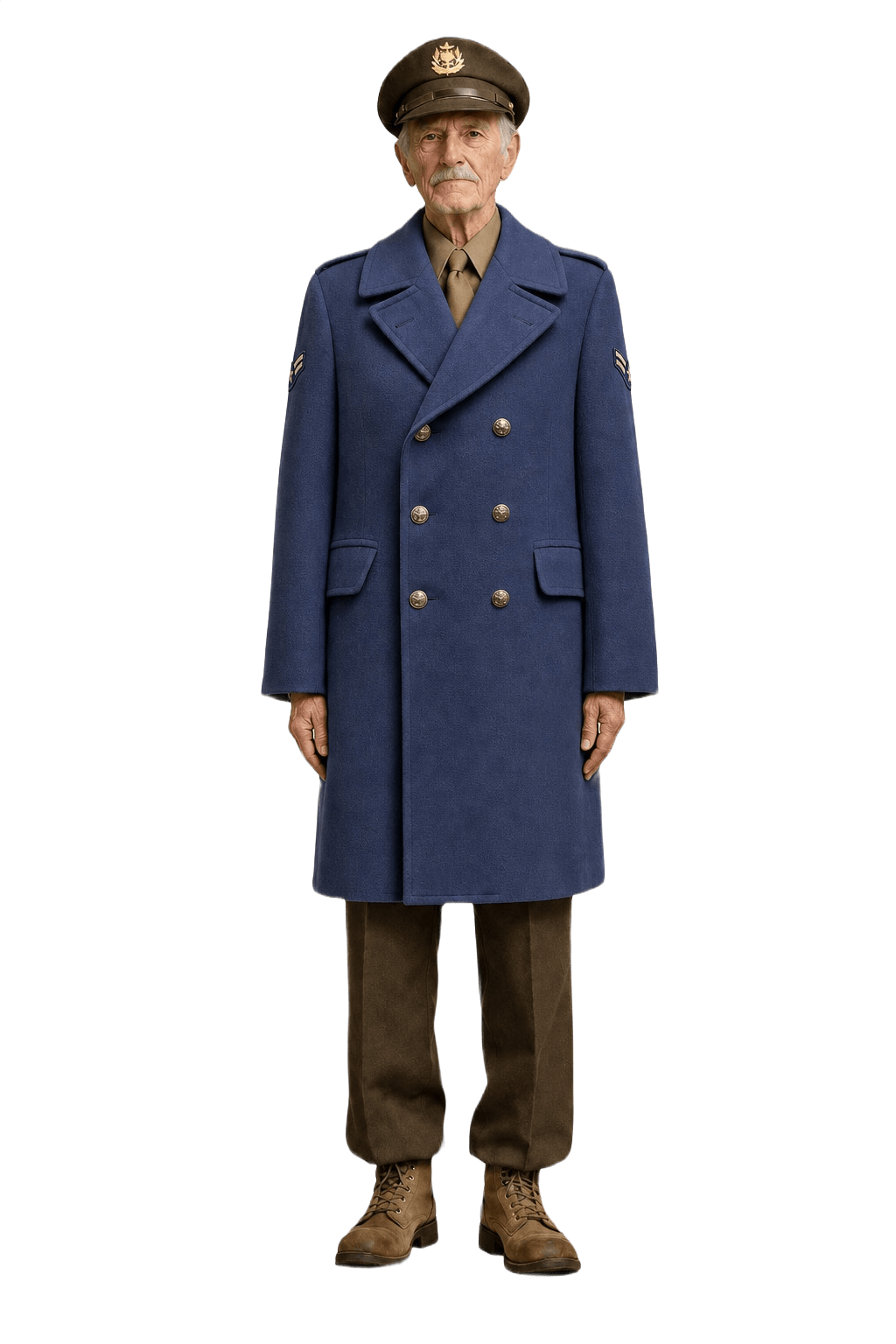 1940s Navy Blue Wool Coat - Model