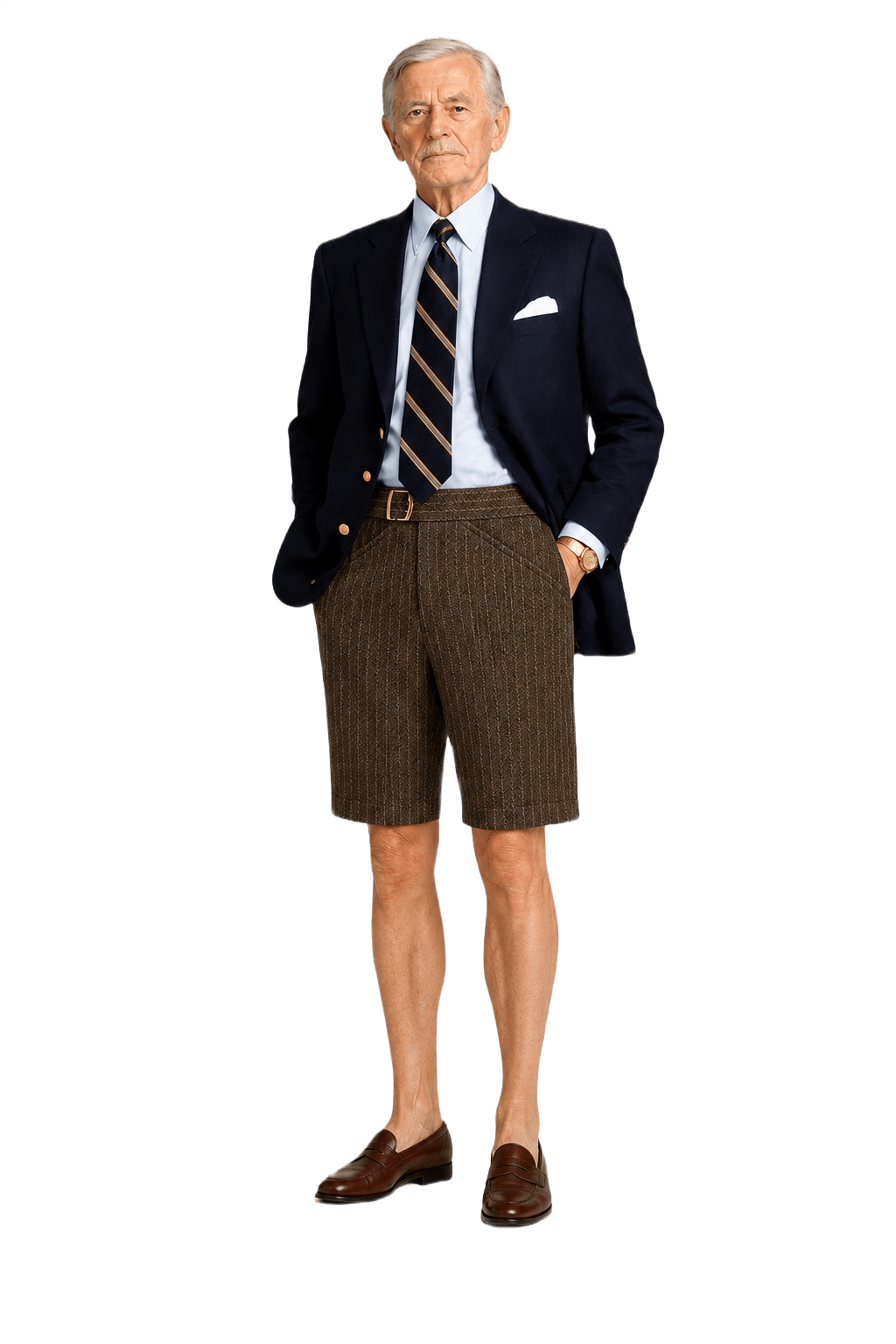 1960s Brown Polyester Blend Shorts - Model