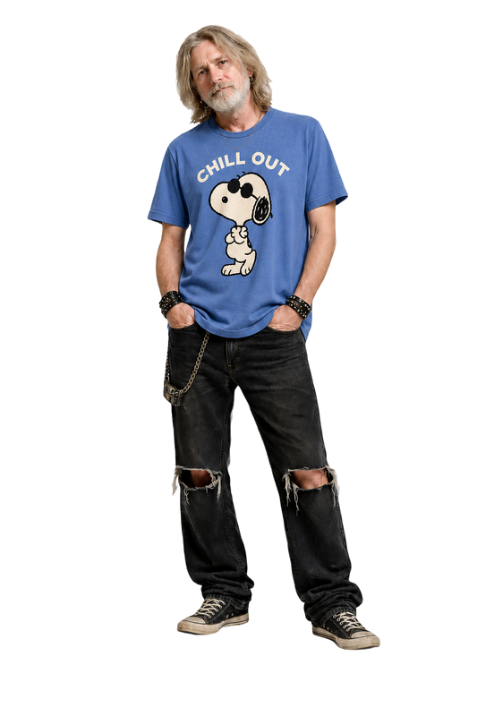 1990s Blue Cotton T-Shirt - Model