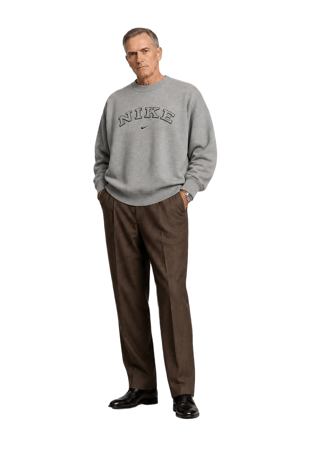 1990s Gray Cotton Blend Sweater - Model