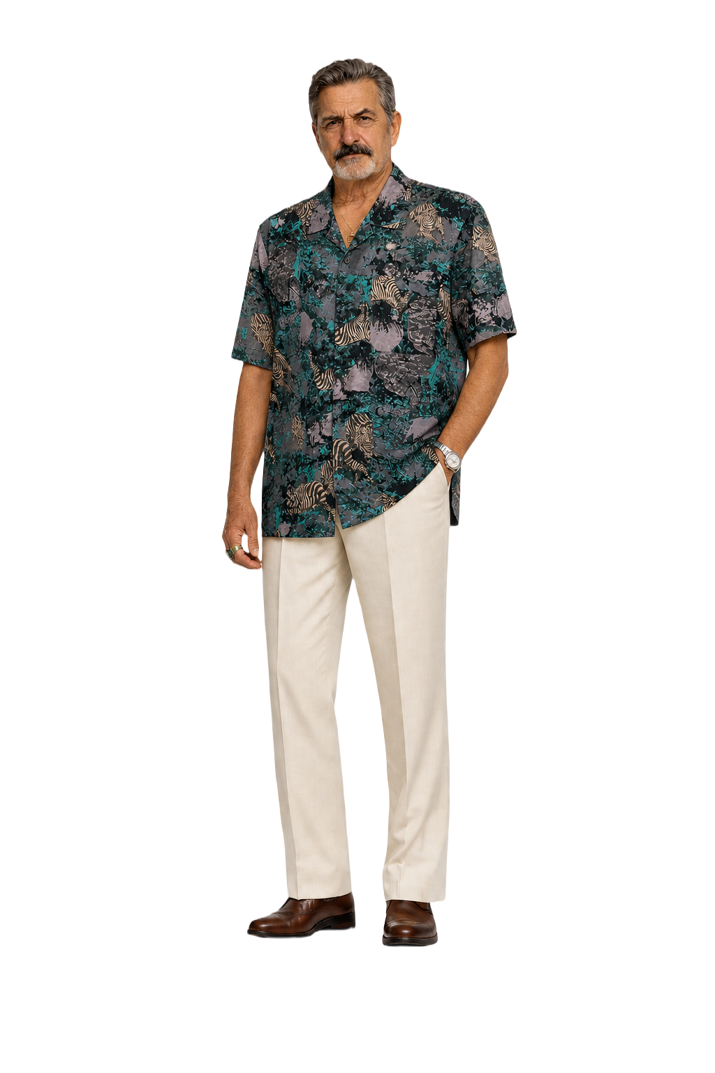 1980s Teal Cotton Shirt - Model