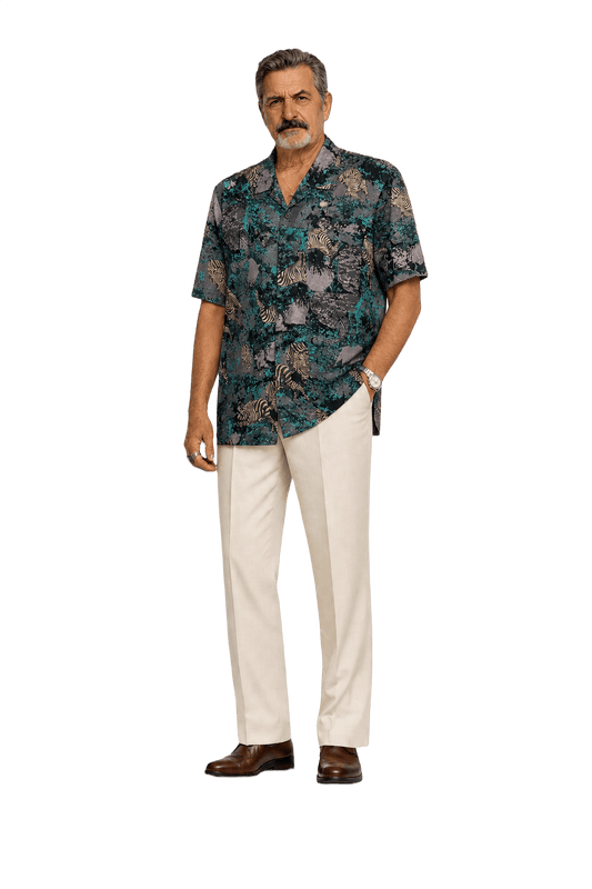 1980s Teal Cotton Shirt - Model