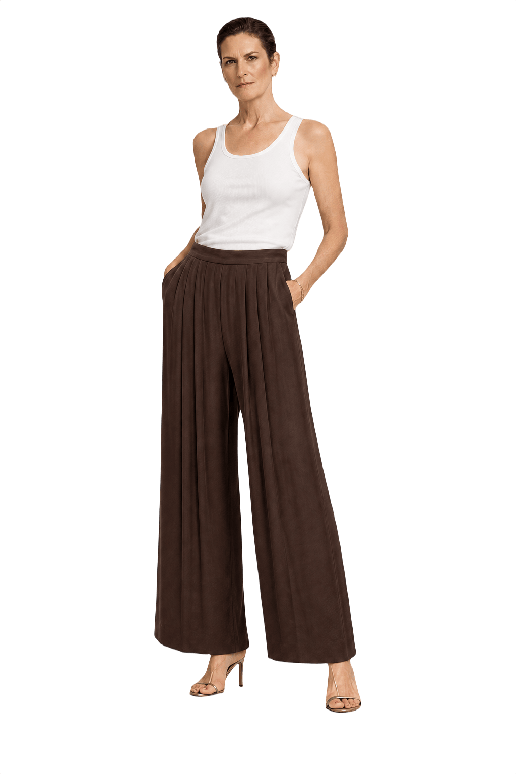 1990s Brown Wool Blend Pants - Model