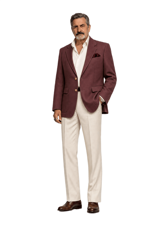 1980s Burgundy Wool Blazer - Model