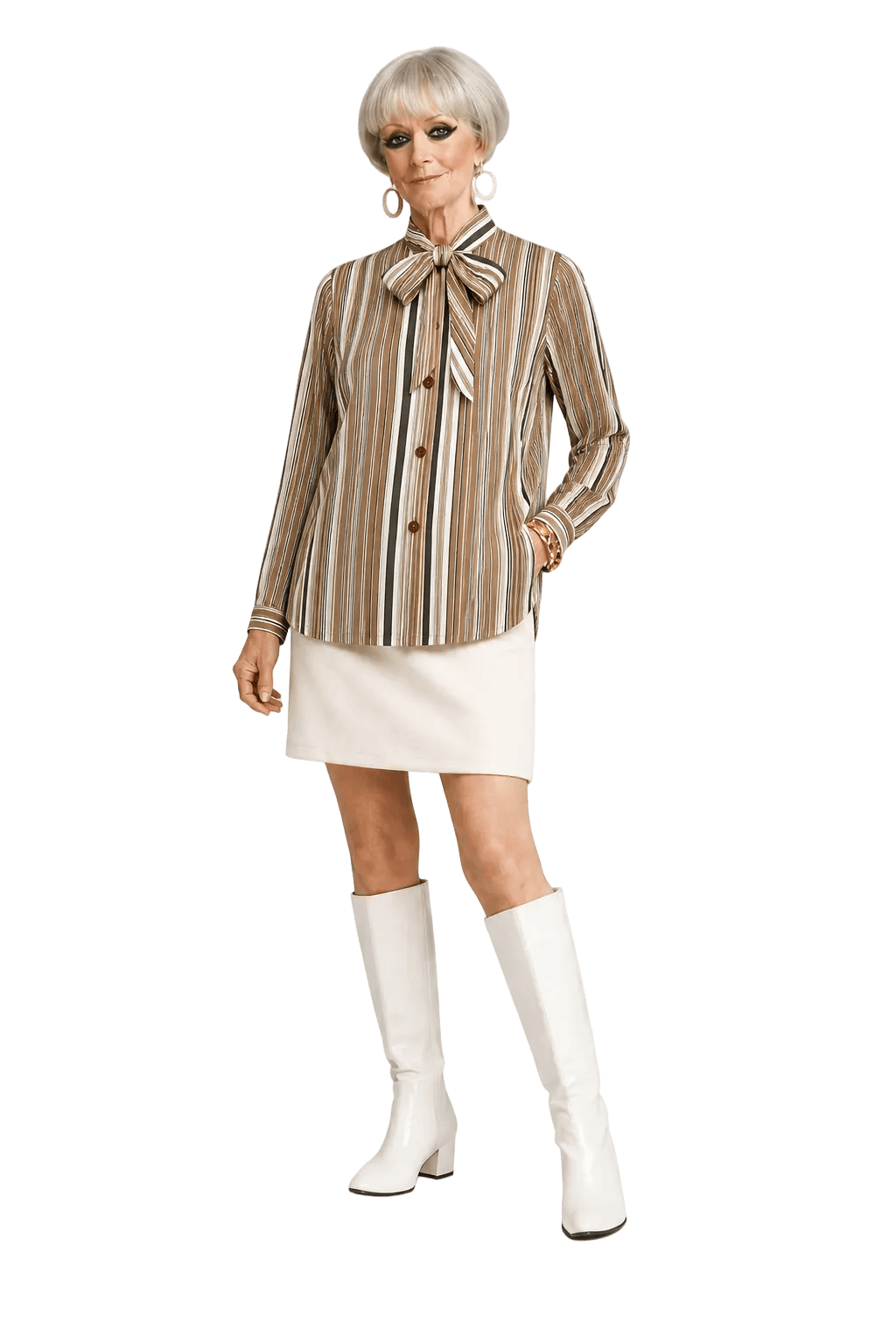 1960s Brown Cotton Blouse - Model