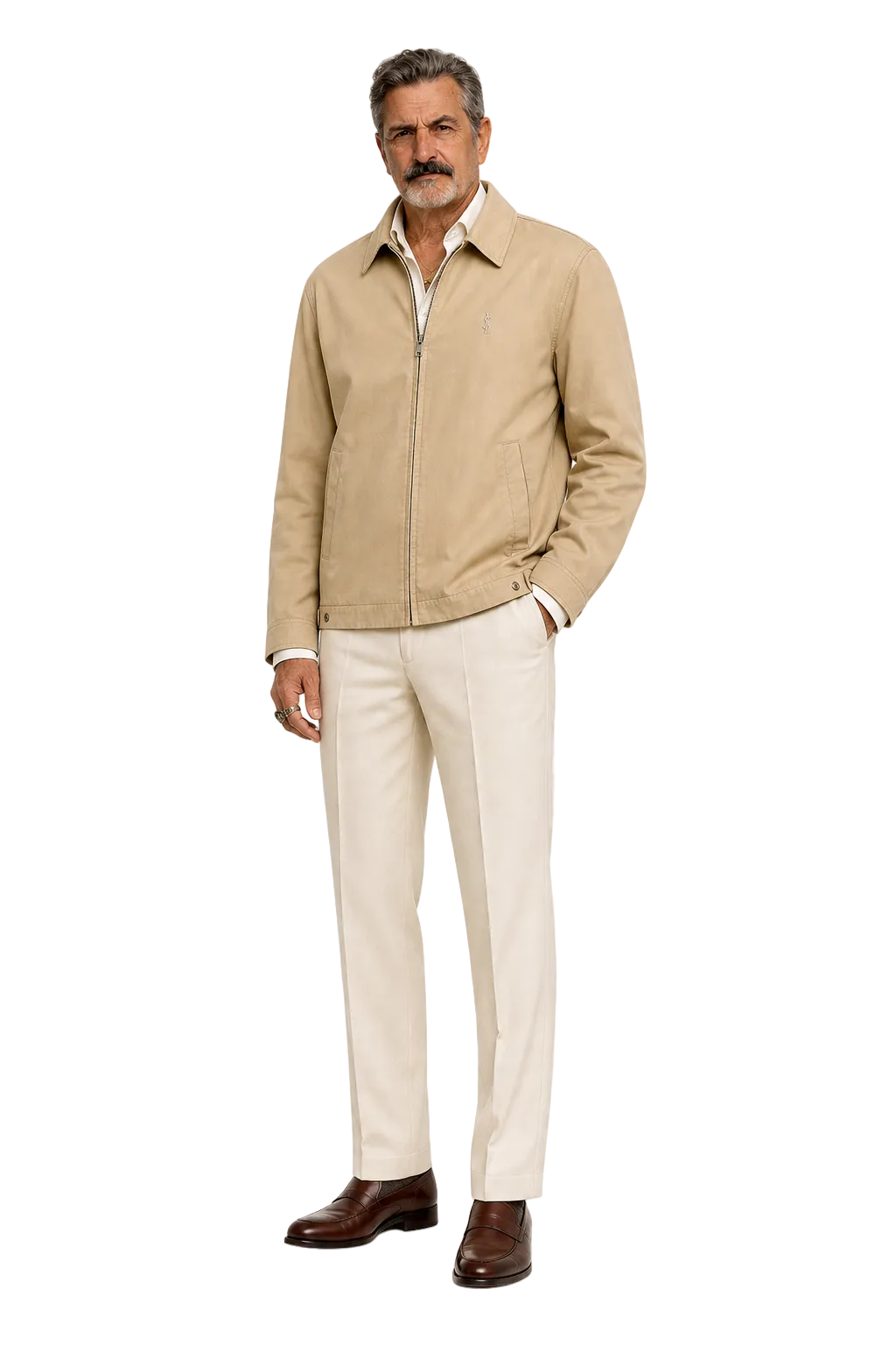 1980s Beige Cotton Blend Jacket - Model