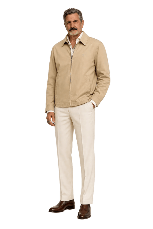 1980s Beige Cotton Blend Jacket - Model