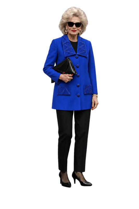 1980s Royal Blue Cotton Blend Blazer - Model