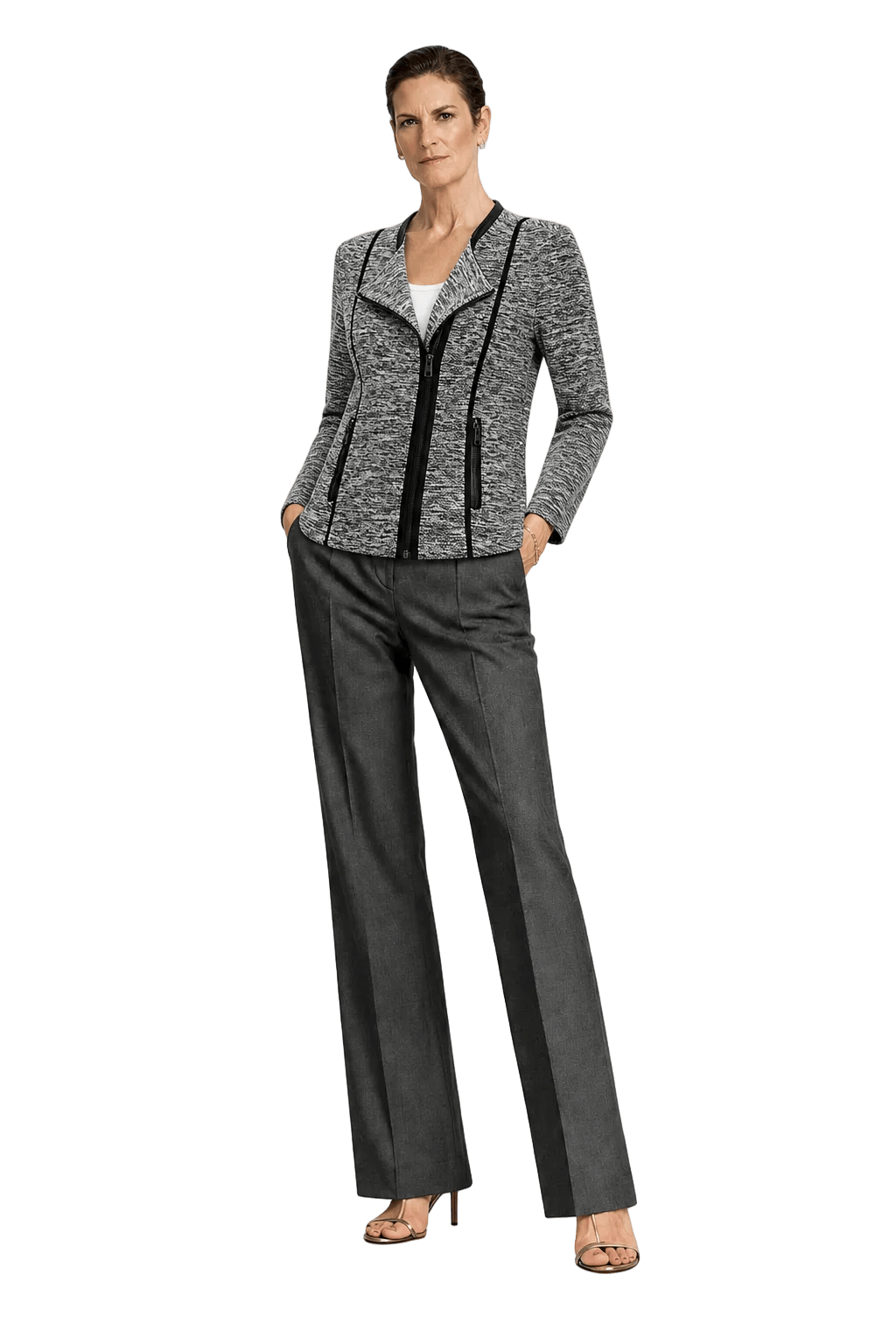 1990s Gray Cotton Blend Jacket - Model