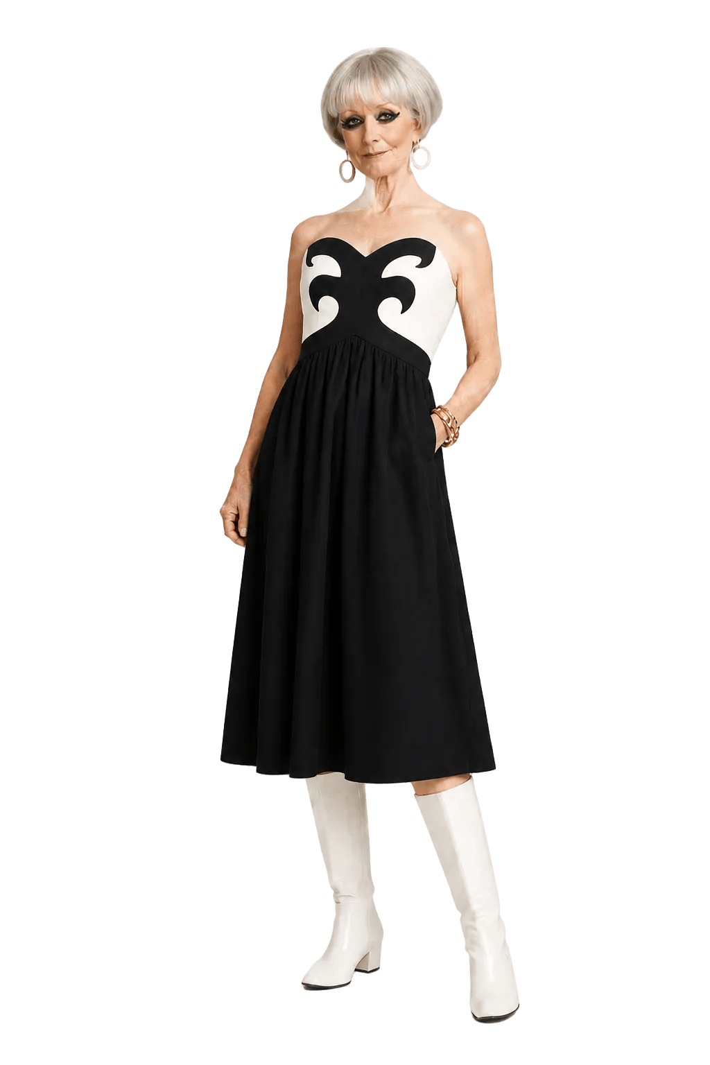 1960s Black Cotton Blend Dress - Model
