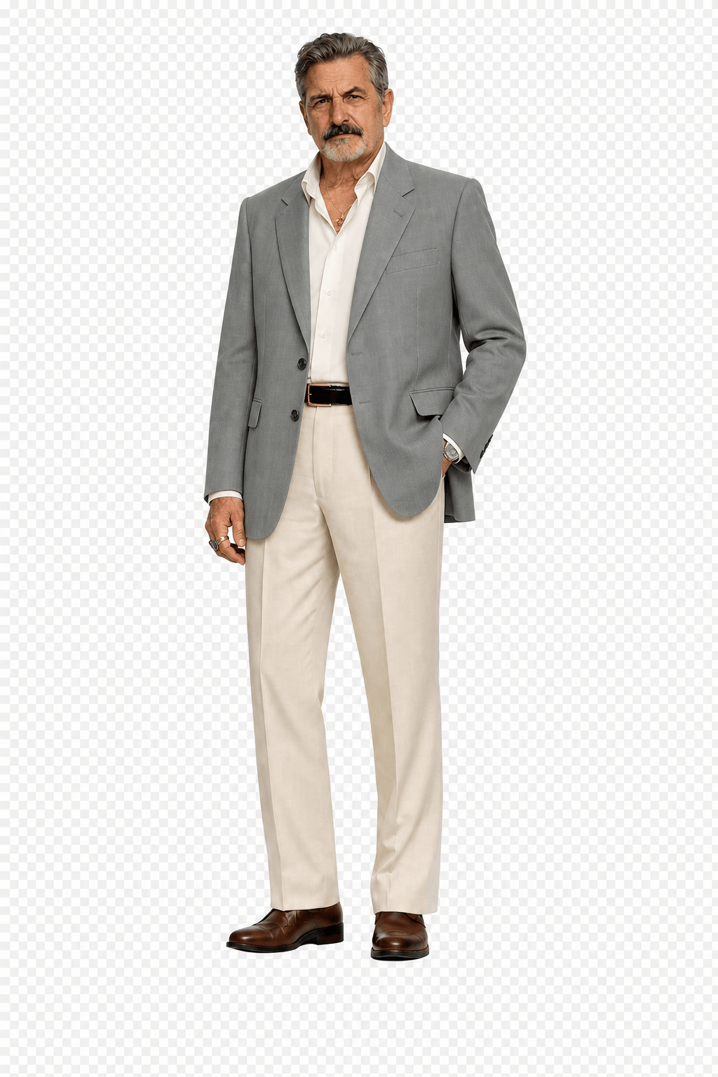 1980s Gray Cotton Blend Blazer - Model