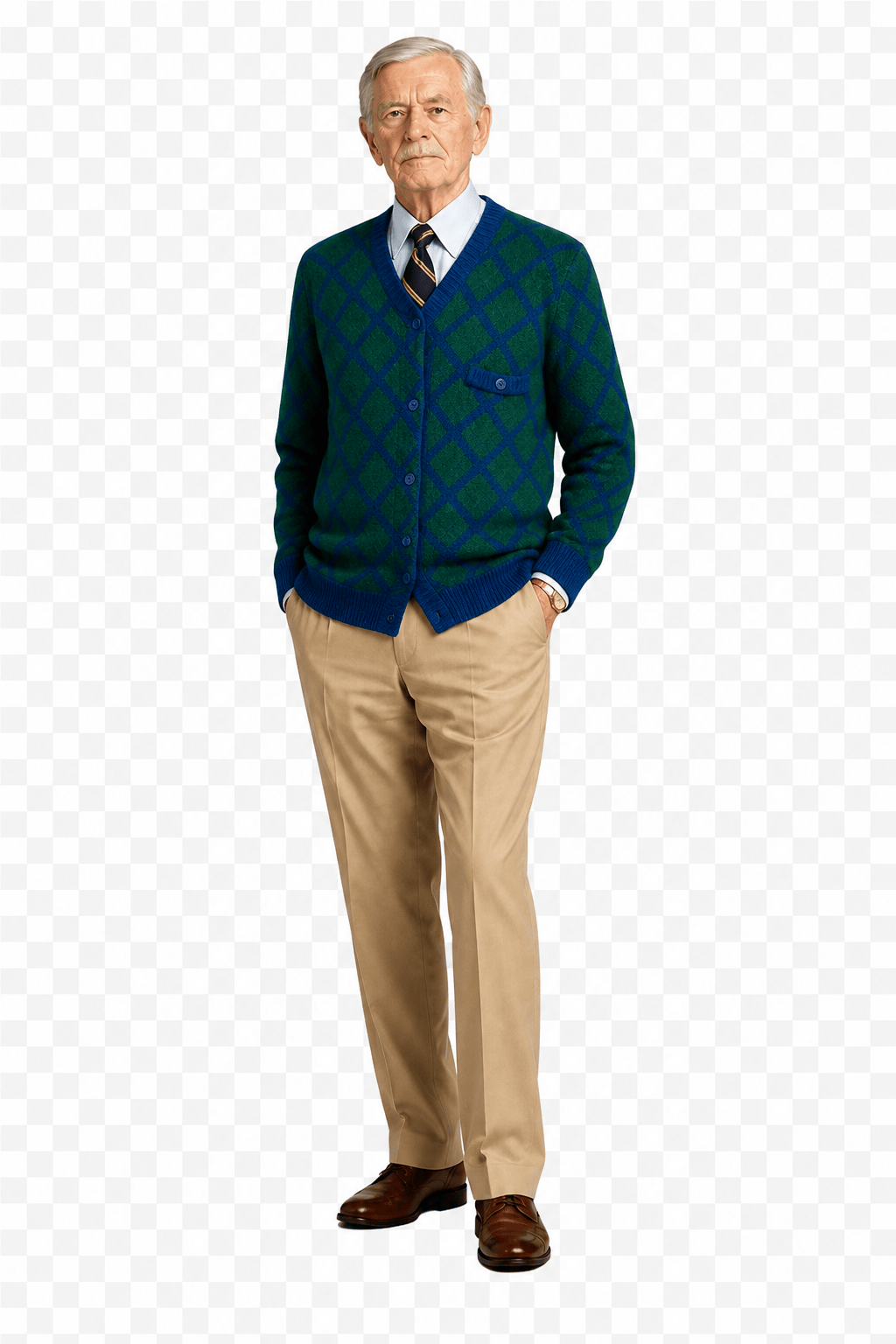 1950s Green Wool Blend Cardigan - Model