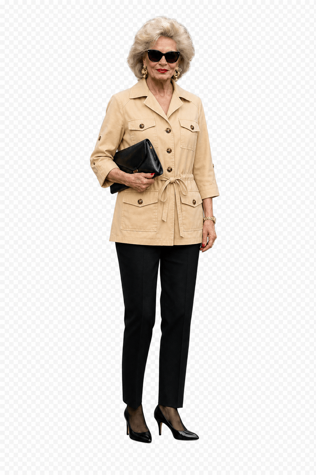 1980s Beige Cotton Blend Jacket - Model