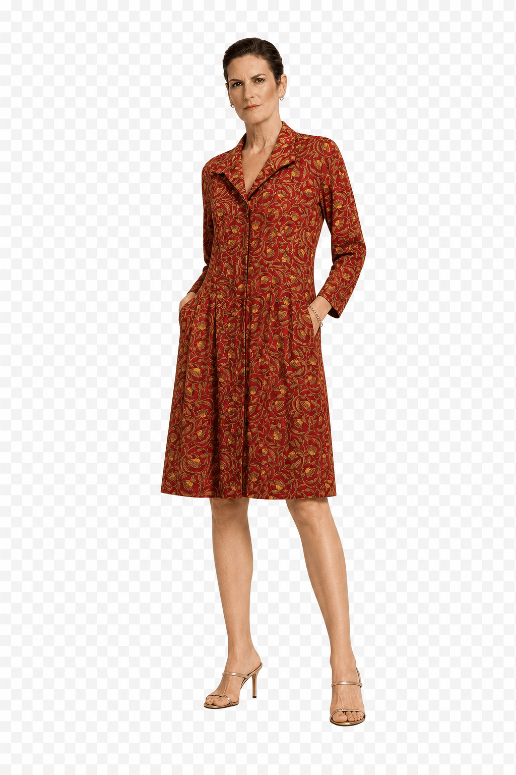 1990s Red Polyester Dress - Model