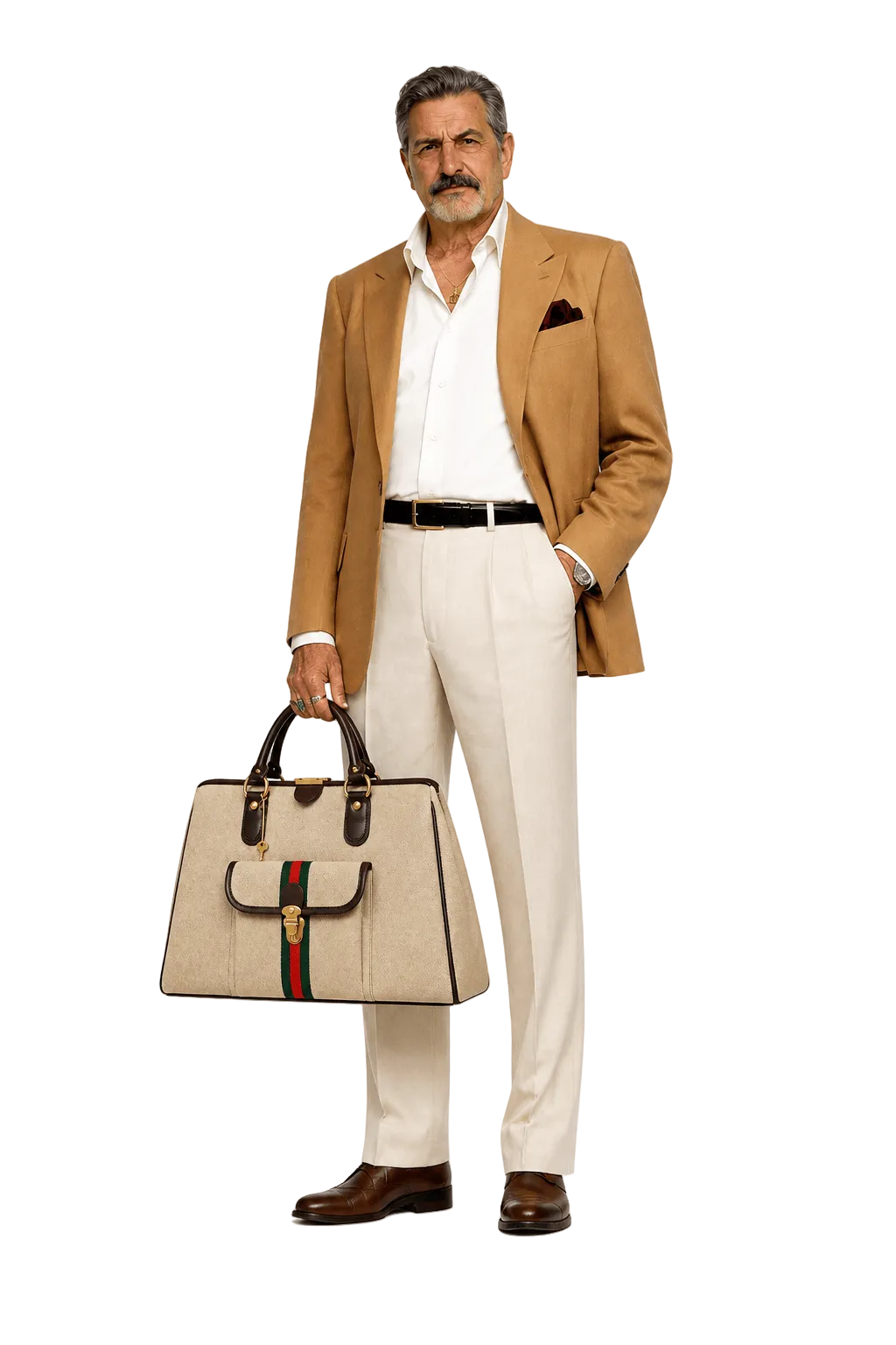 1980s Beige Canvas Bag - Model