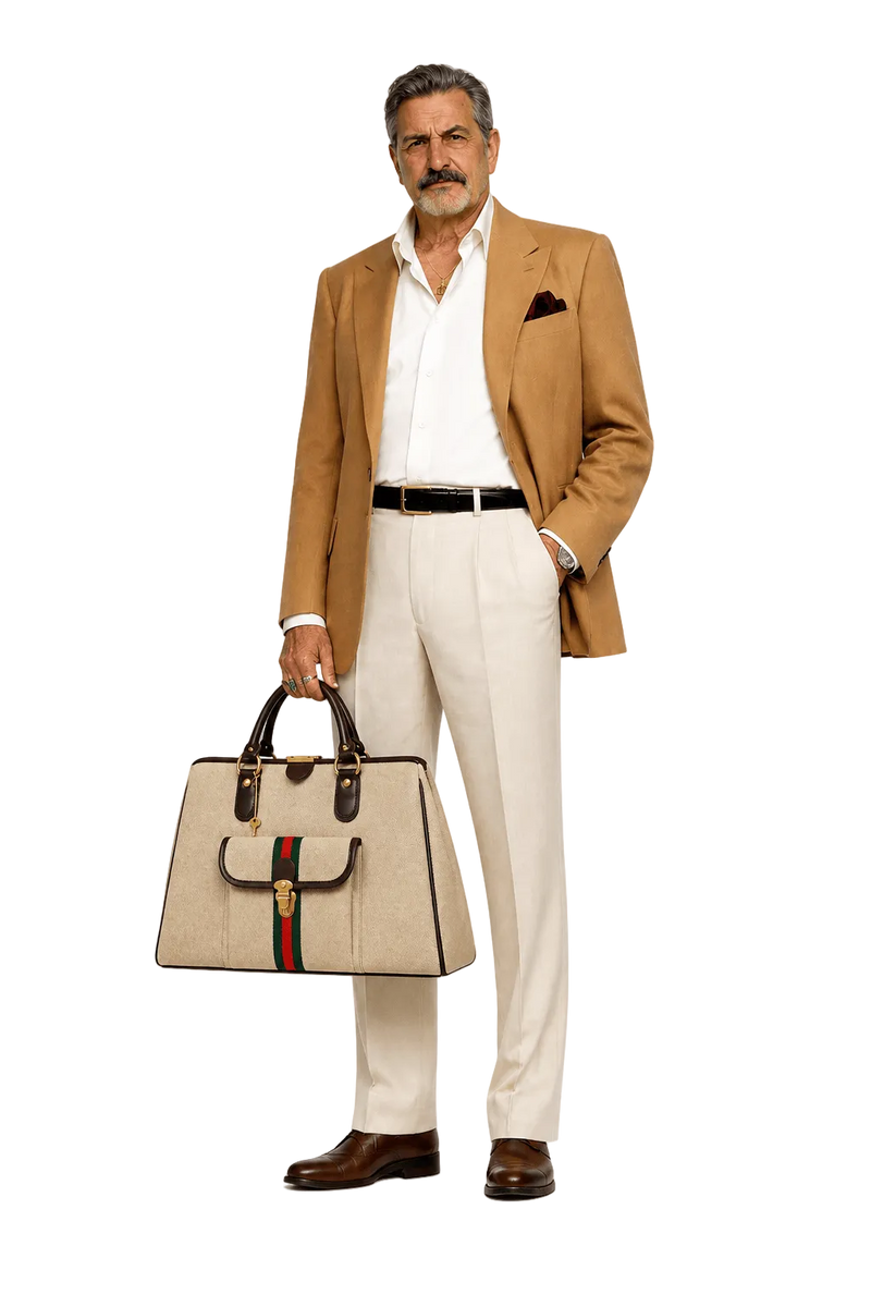 1980s Beige Canvas Bag - Model
