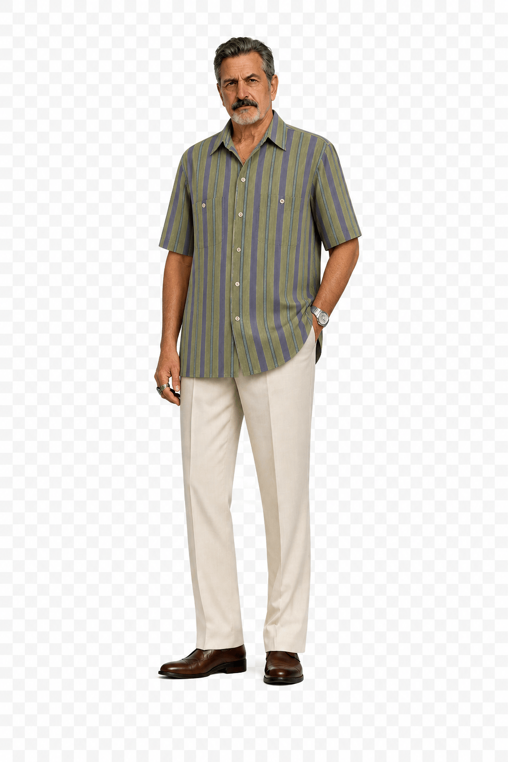 1970s Green Cotton Shirt - Model