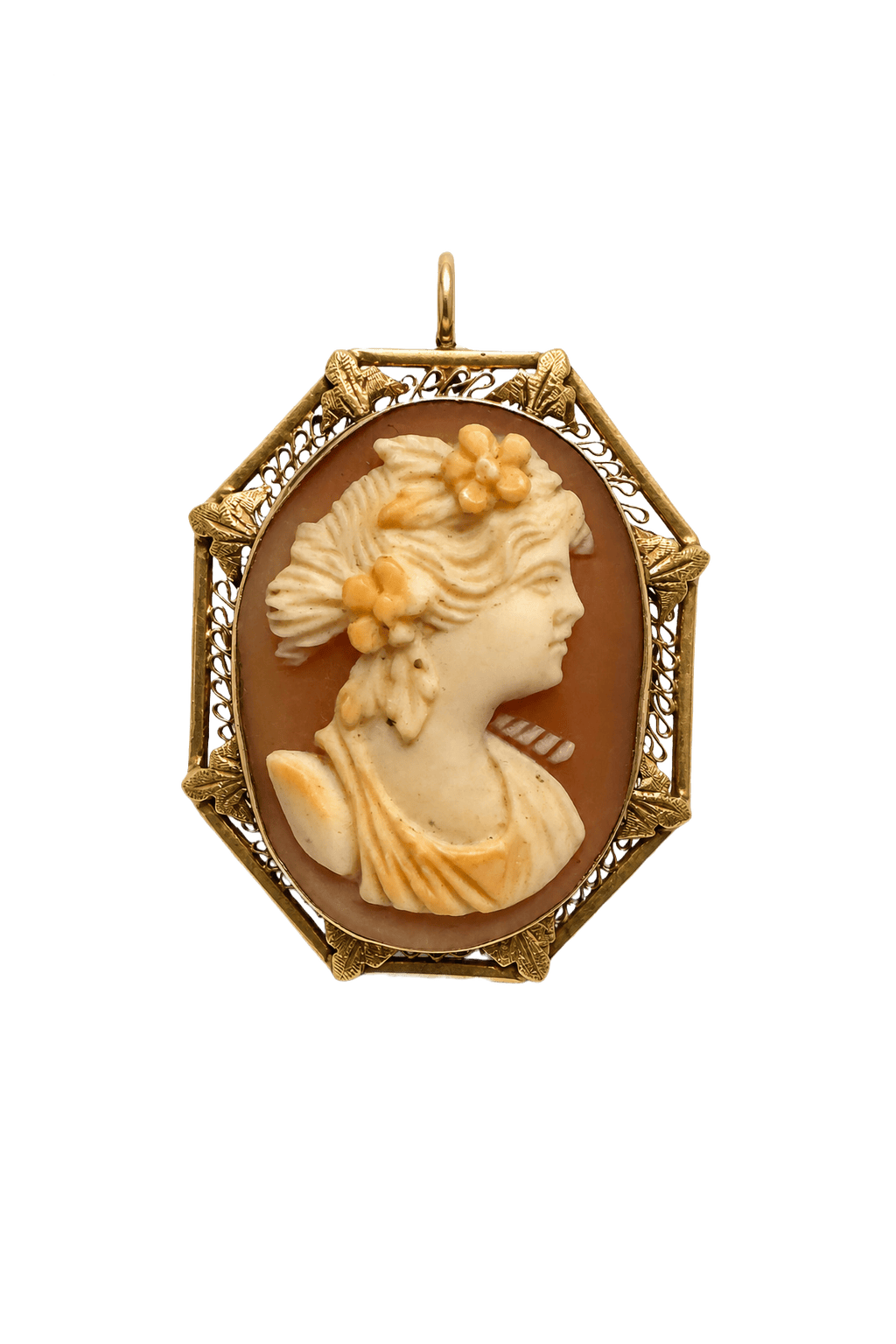 1920s 14k Gold Cameo Pendant/Brooch - Model