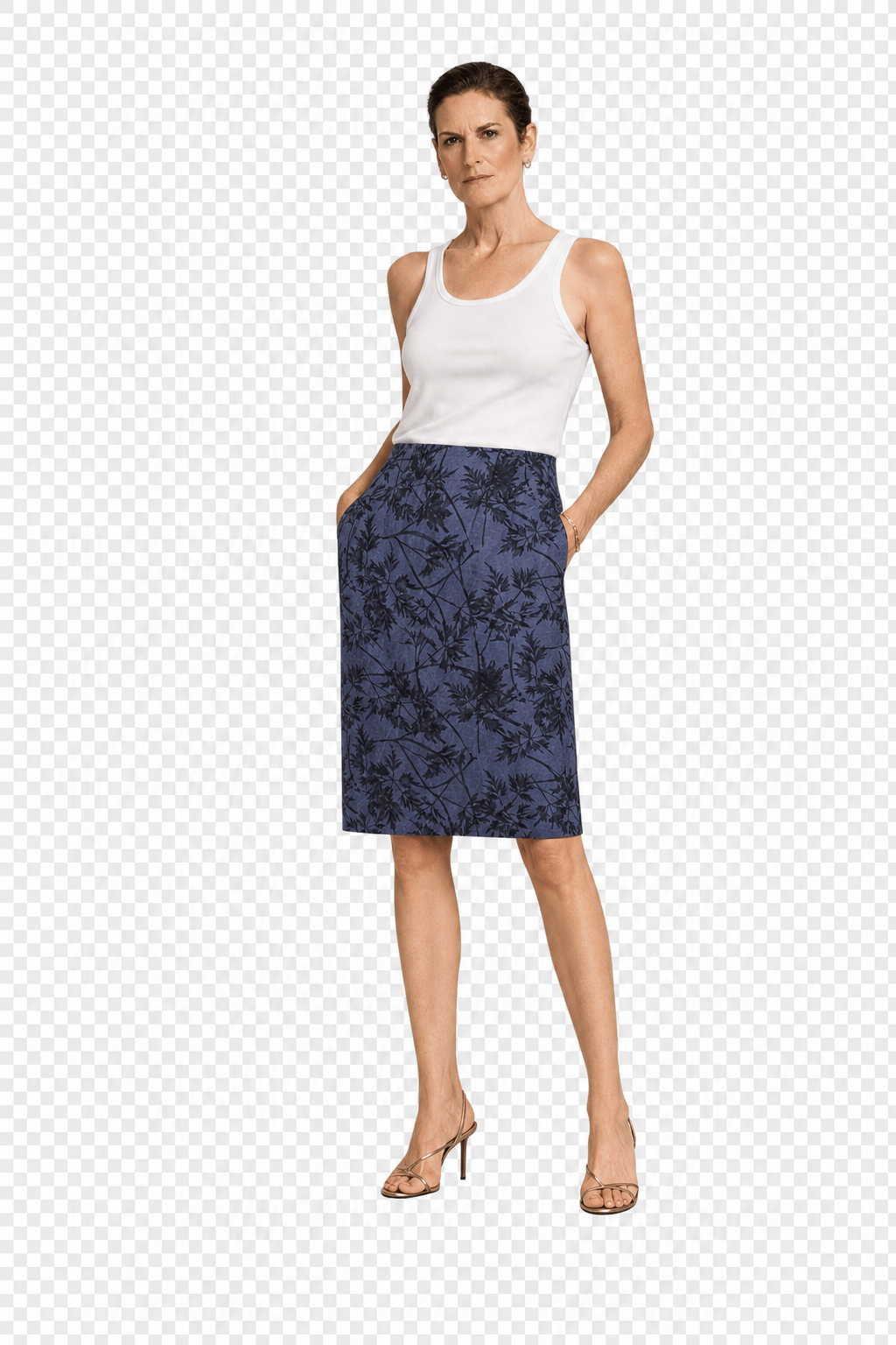 1990s Blue Polyester Skirt - Model