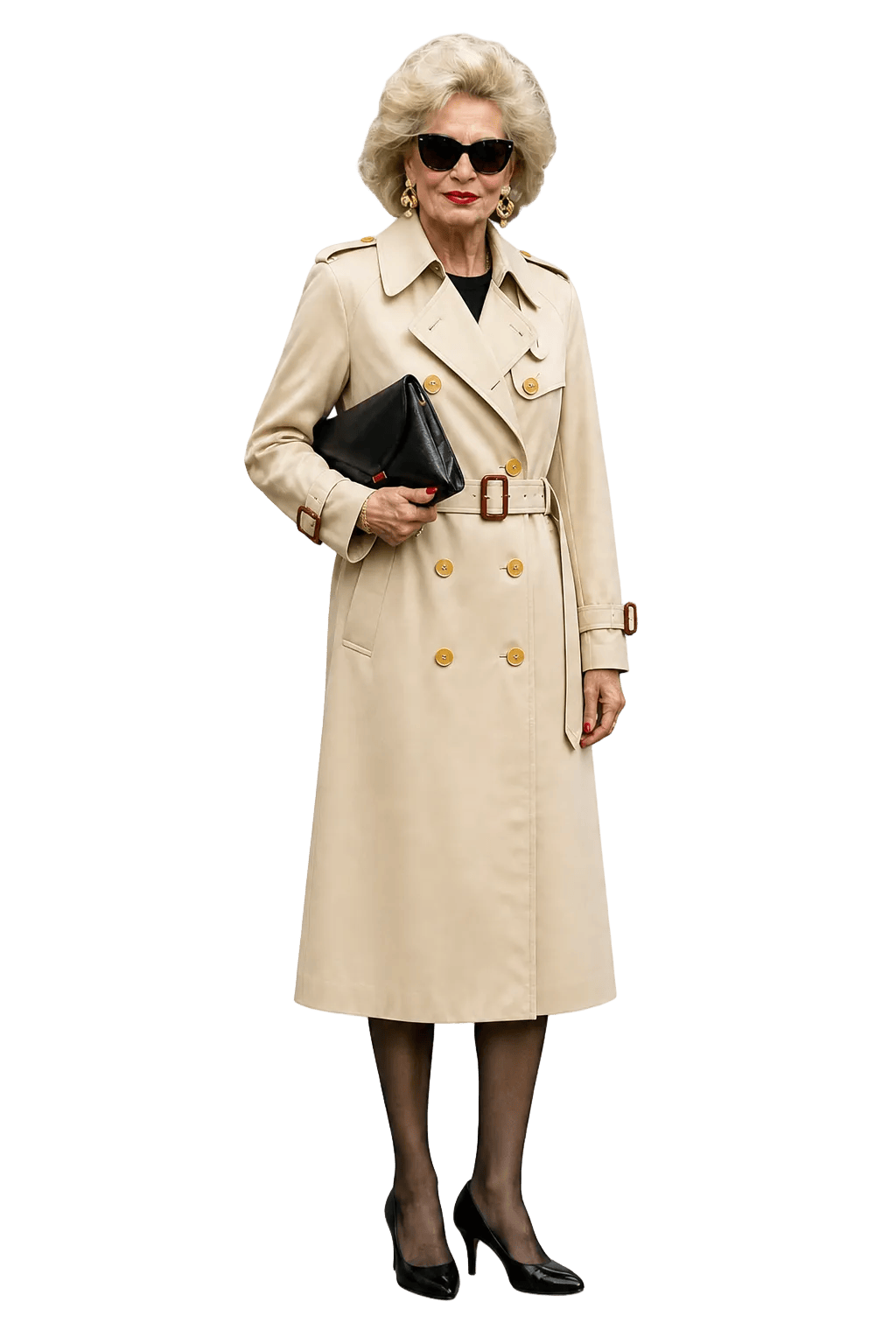 1980s Beige Cotton Blend Trench Coat - Model