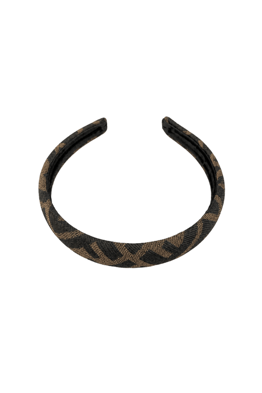 1990s Black Tan Fabric Headband - Model