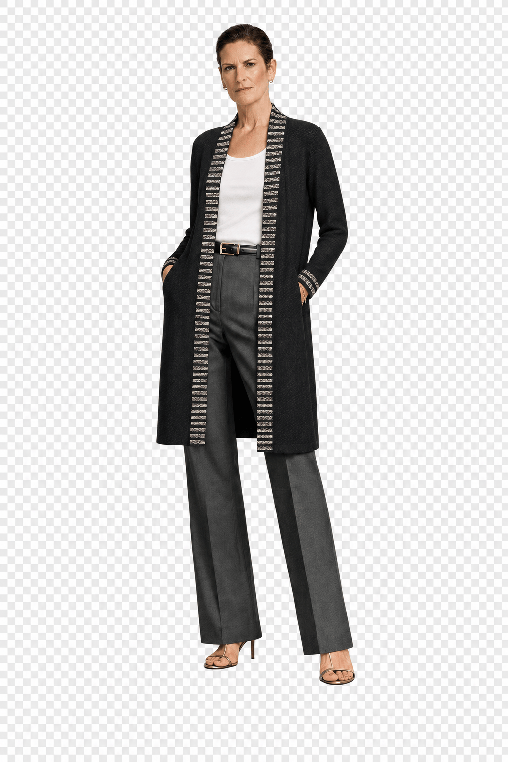 1990s Black Wool Blend Coat - Model