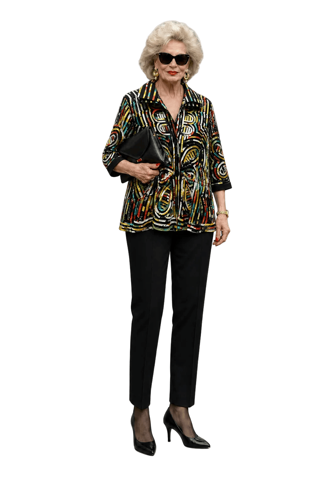 1980s Multicolor Synthetic Blouse - Model