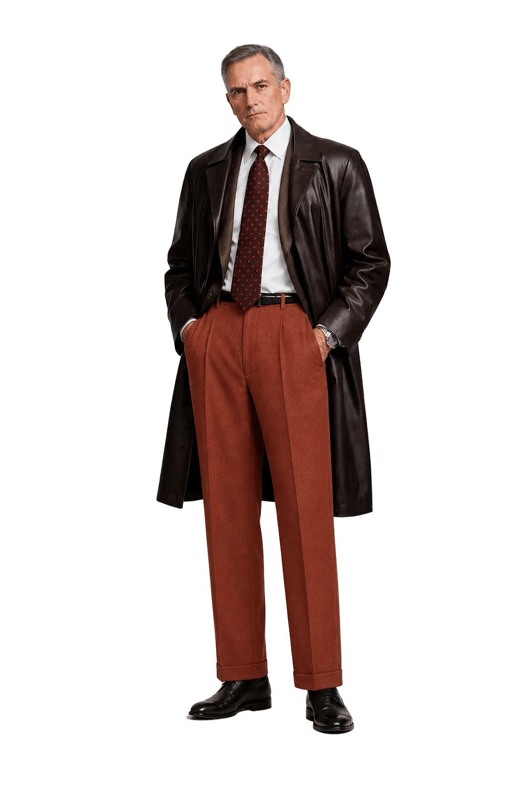 1990s Rust Brown Wool Trousers - Model