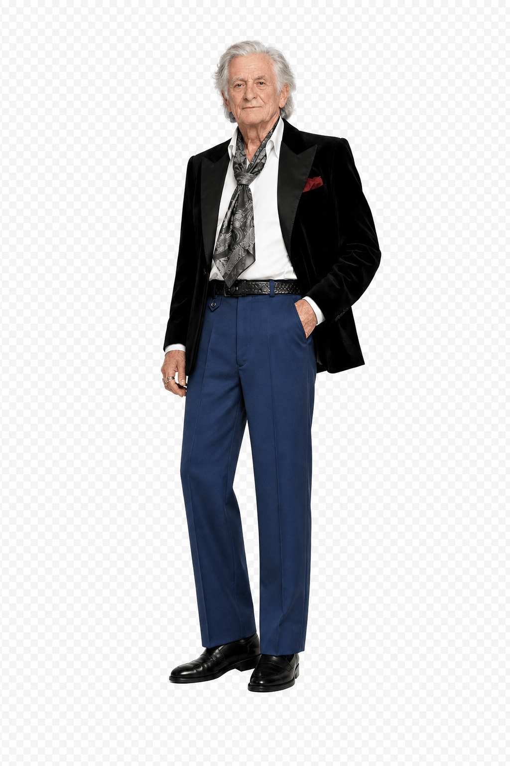 1970s Navy Blue Polyester Trousers - Model