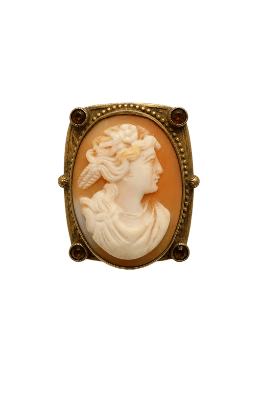 1920s Beige Brass Brooch - Model