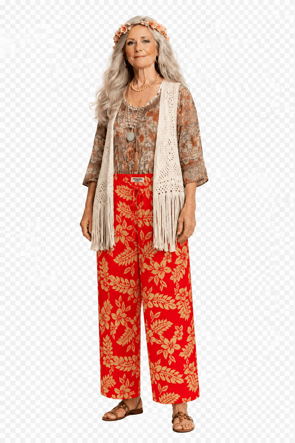 1970s Red Cotton Blend Pants - Model