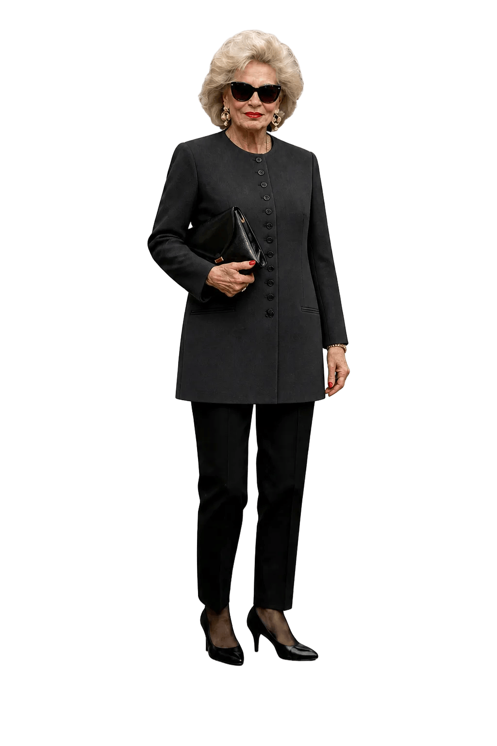 1980s Black Wool Blend Jacket - Model
