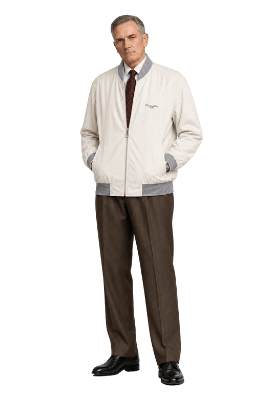 1990s White Cotton Blend Jacket - Model