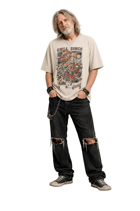1990s Cream White Cotton T-Shirt - Model