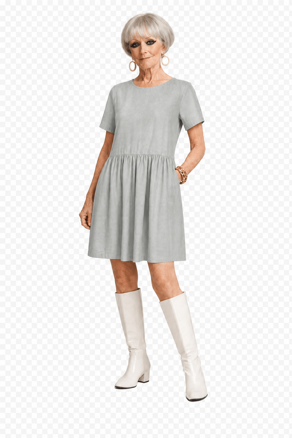 1960s Light Blue Cotton Dress - Model