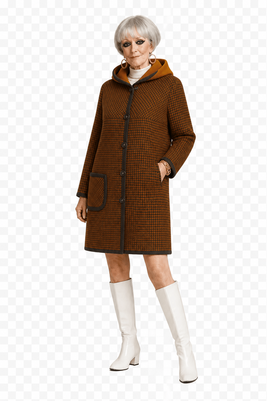1960s Brown Wool Blend Coat - Model