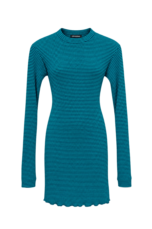 1990s Teal Cotton Mini Dress - Front View