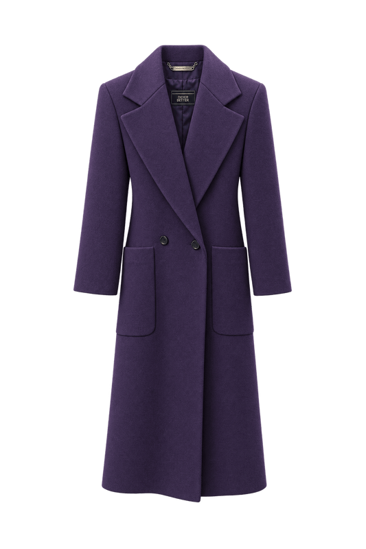 1990s Deep Purple Wool Coat - Front View