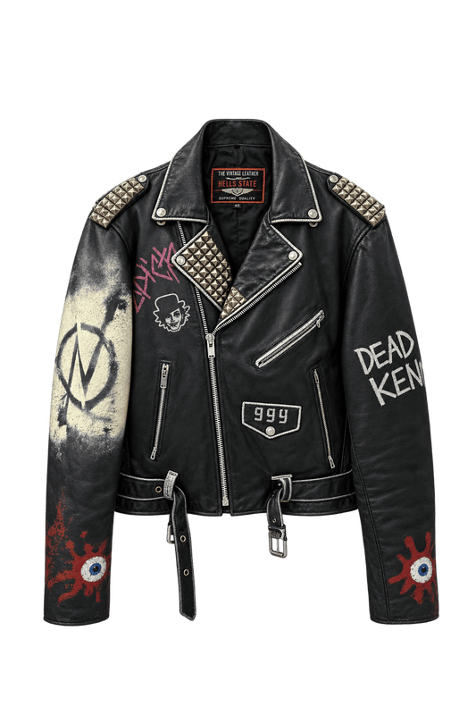 1990s Black Leather Jacket - Front View