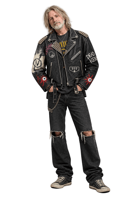 1990s Black Leather Jacket - Model