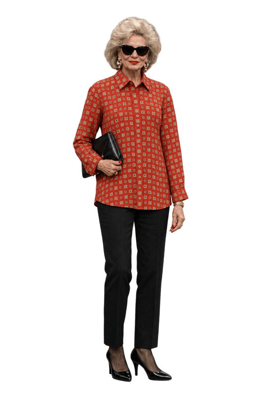1980s Orange Cotton Shirt - Model