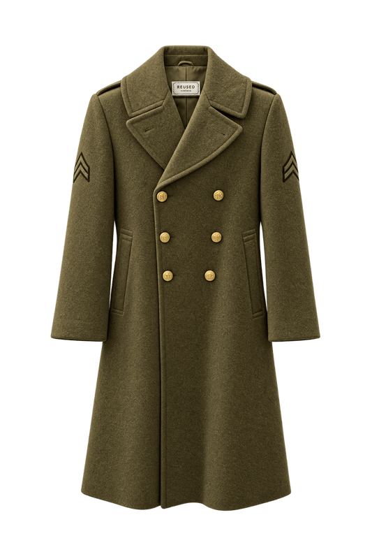 1940s Olive Green Wool Coat - Front View