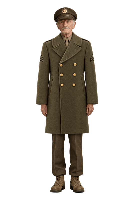 1940s Olive Green Wool Coat - Model