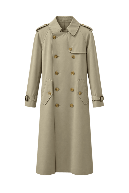 1980s Tan Cotton Trench Coat - Front View