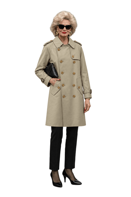 1980s Tan Cotton Trench Coat - Model