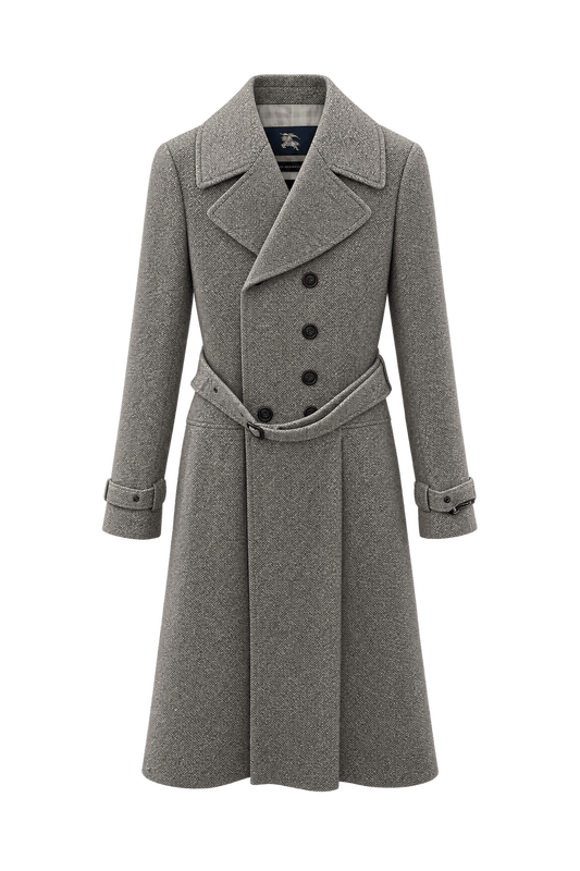 1990s Grey Wool Blend Coat - Front View