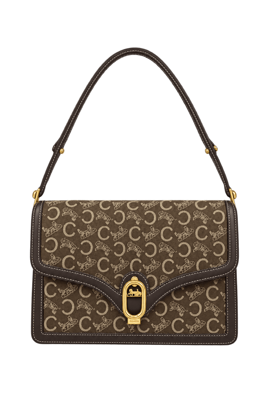 1980s Brown Canvas Handbag - Front View