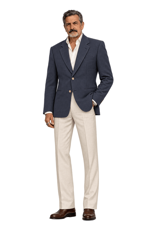 1980s Dark Navy Wool Blend Blazer - Model